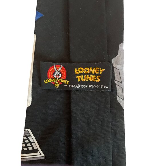 vtg Looney Tunes TM 1997 Warner Bros Office Tie Polyester Korea typewriter copie - Picture 3 of 6